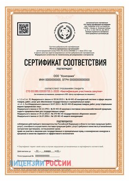 Сертификат СТО 03.080.02033720.1-2020 (Образец) Каспийск Сертификат СТО 03.080.02033720.1-2020
